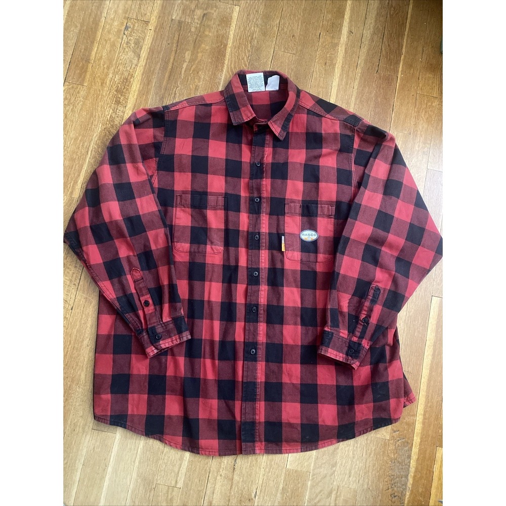 Rasco FR Red Plaid Shirt Mens 4XLT Flame Resistant Button Up HRC 2 NFPA 2112